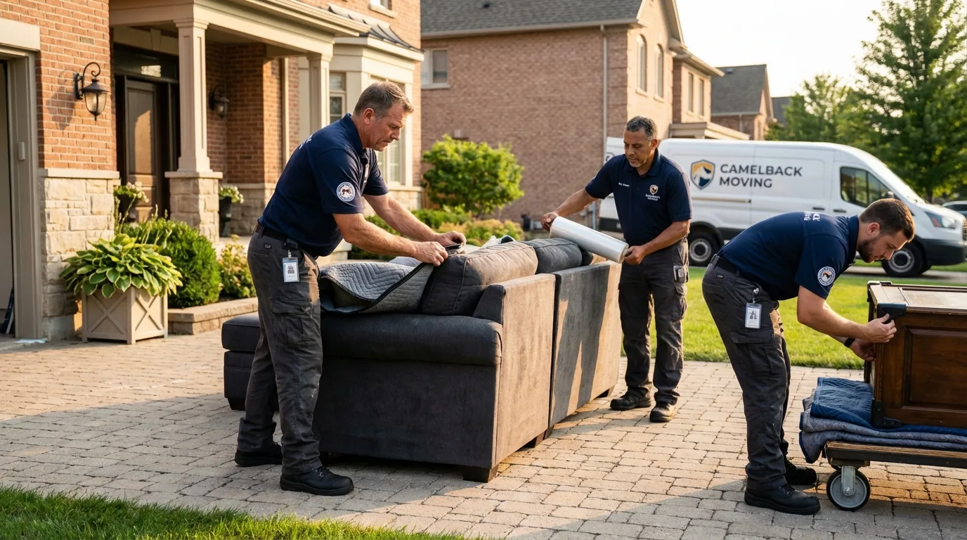 Large estate moving crew wrapping furniture in Gibsonia, PA