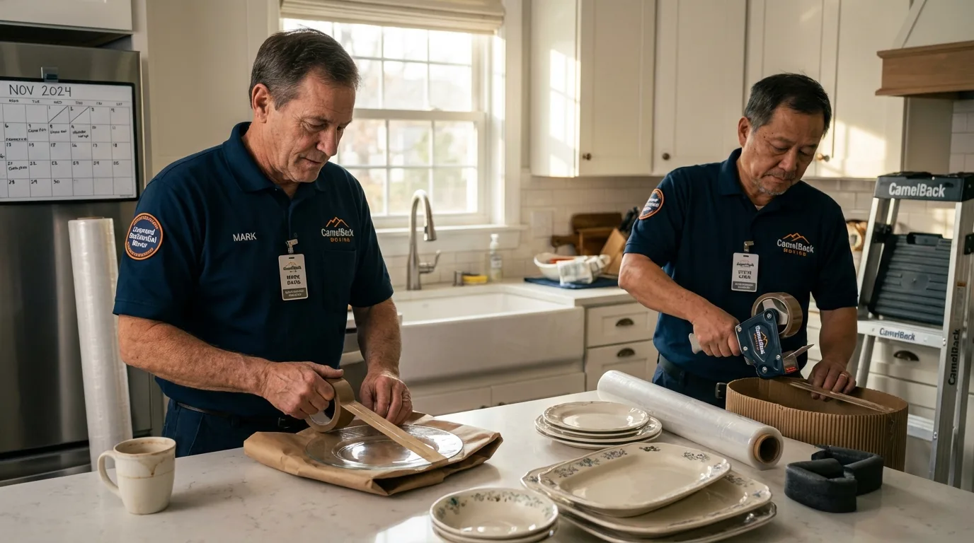 Professional crew packing kitchen dishware in Gibsonia, PA